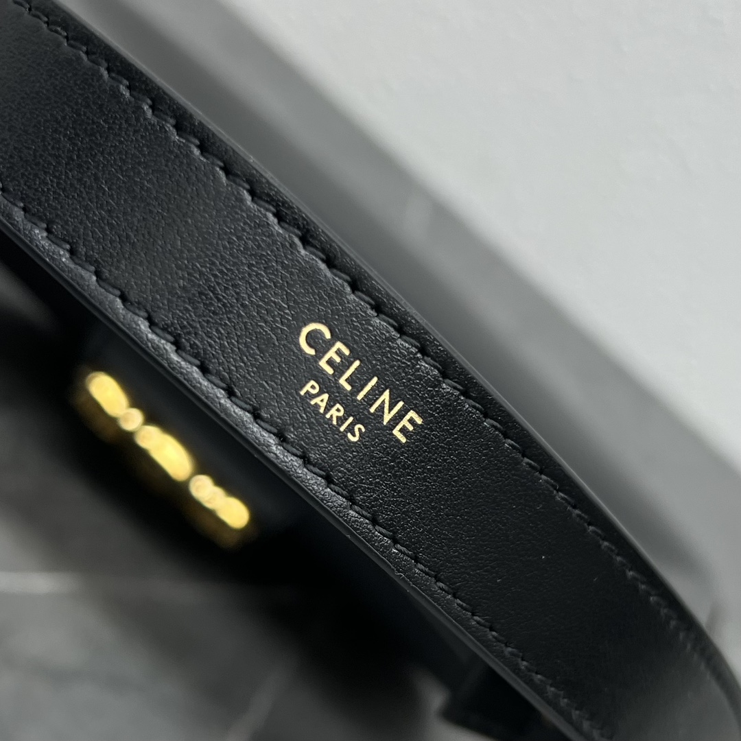 Celine Medium Ava Triomphe Bag In Smooth Calfskin Shoulder Bag Black 114493